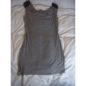 DOTS gray stretch t-shirt dress with beaded shoulders accent slouched neckline L